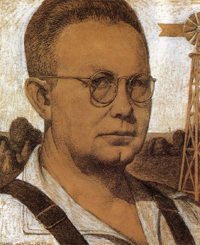 Grant Wood The Study of Self-Portrait Norge oil painting art